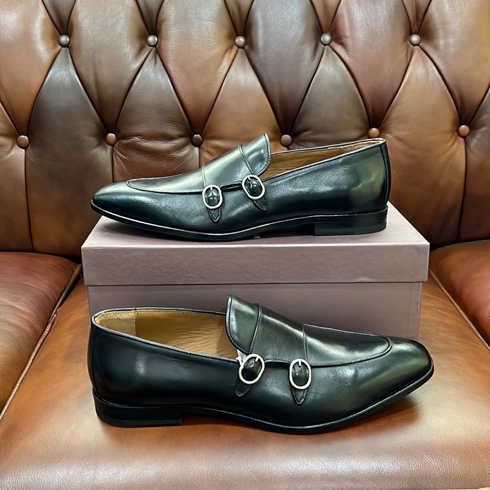 Leonardo Principi Made in Italy 100% Calfskin Double Monk loafers